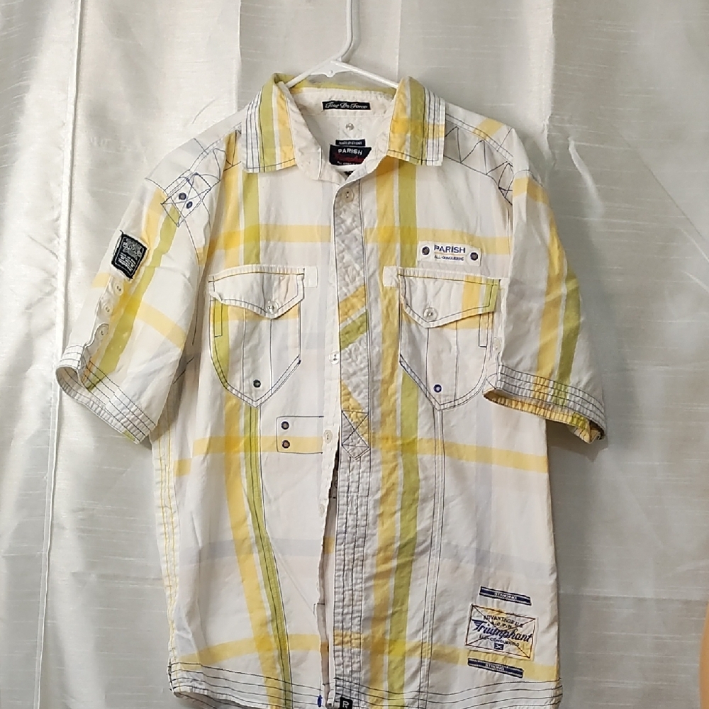 Parish Triumph Yellow and White Casual‎ Button Down Shirt